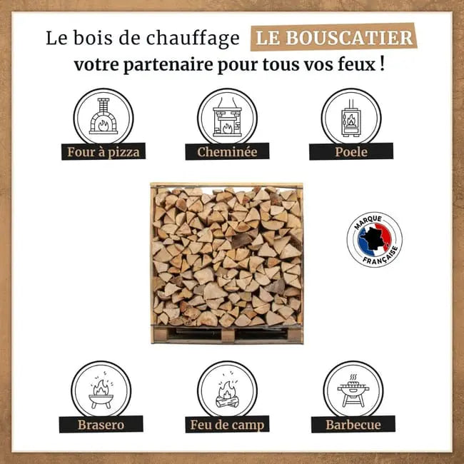 Box 1,50 stères de 30cm bois de chauffage - palette de bois coupé fendu de 1,05m3 chêne / hêtre / Châtaigniers DUMANOIR