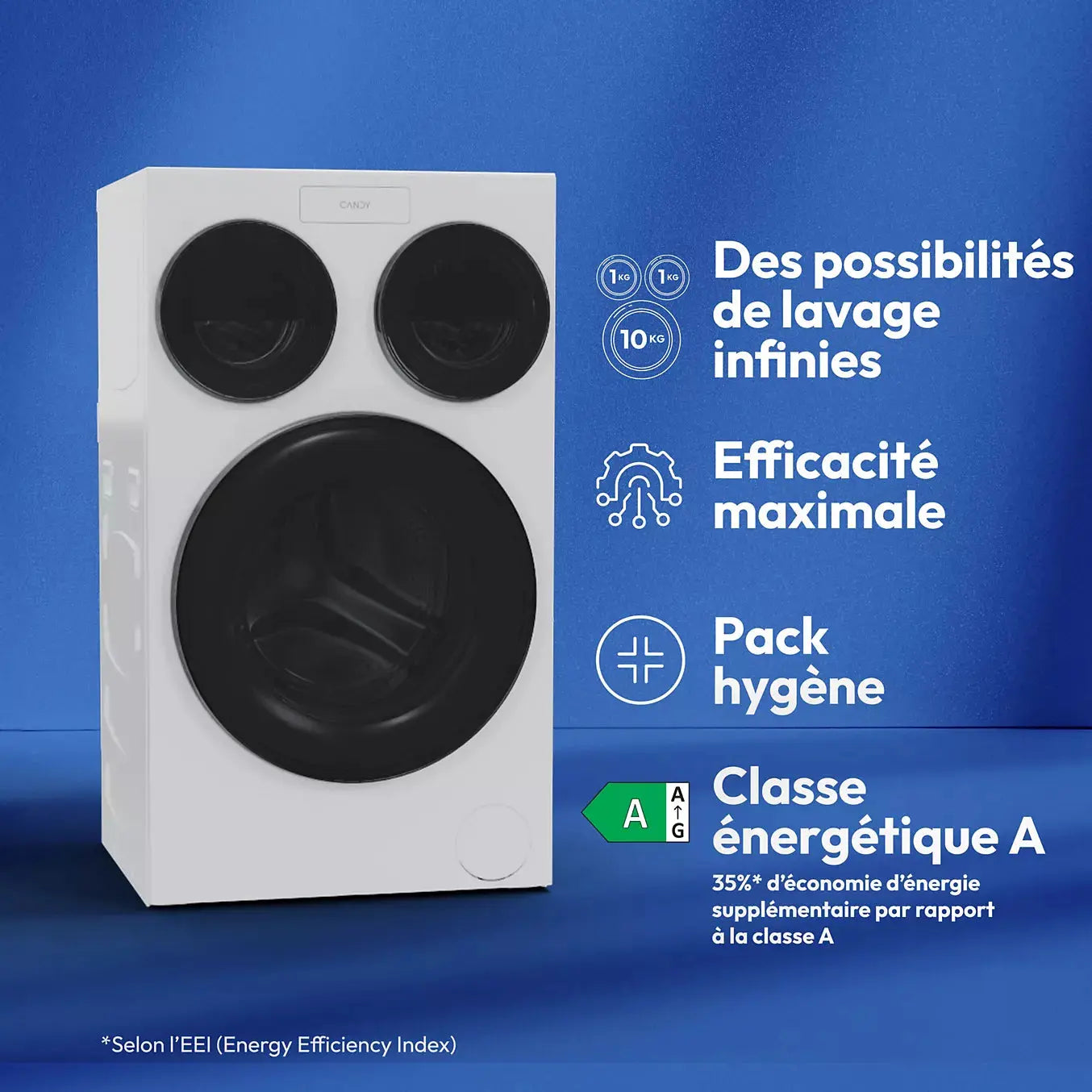 Lave linge hublot CANDY MQD 410CBL9-47 Multiwash 3 tambours DUMANOIR