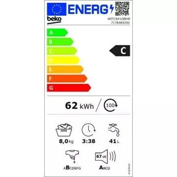 Lave linge hublot  encastrable  BEKO	WITC8410B0W