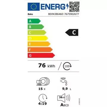 Lave vaisselle encastrable 	BEKO BDIN38646D SlideFit