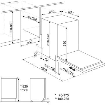 Lave vaisselle encastrable 	SMEG	ST4533IN Flexifit